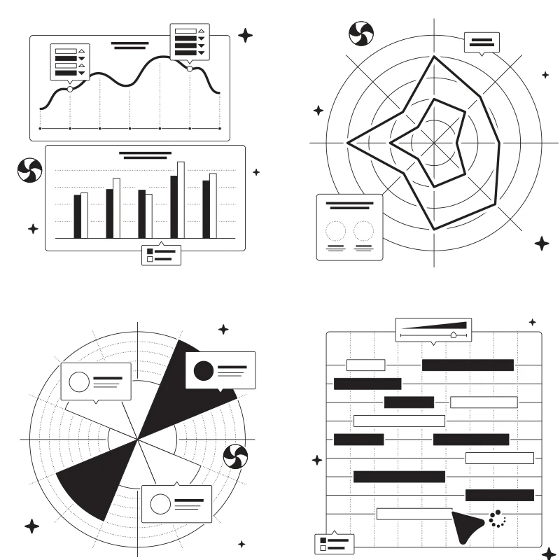 24个抽象轮廓图表插图素材包 Charts Illustrations ai, figma格式缩略图到位啦UI