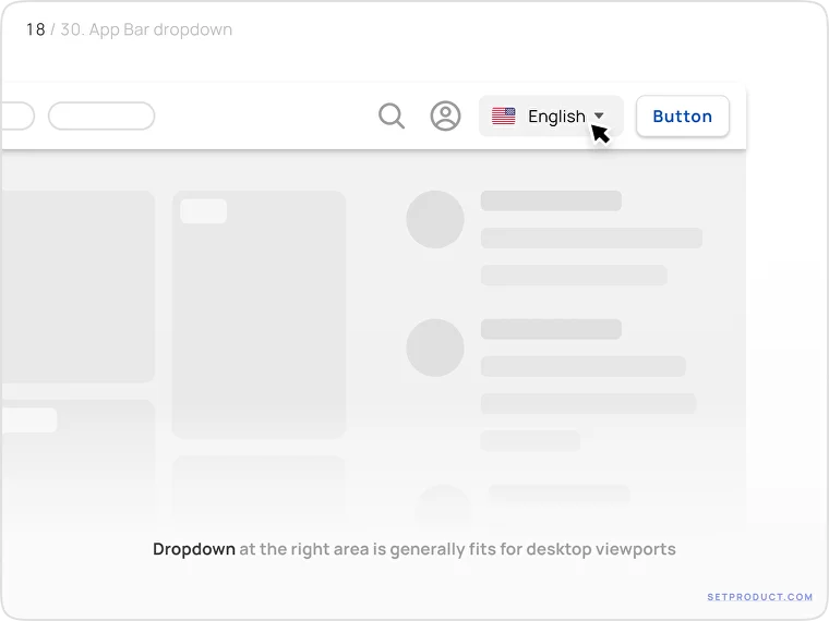 Application Bar UI design dropdown