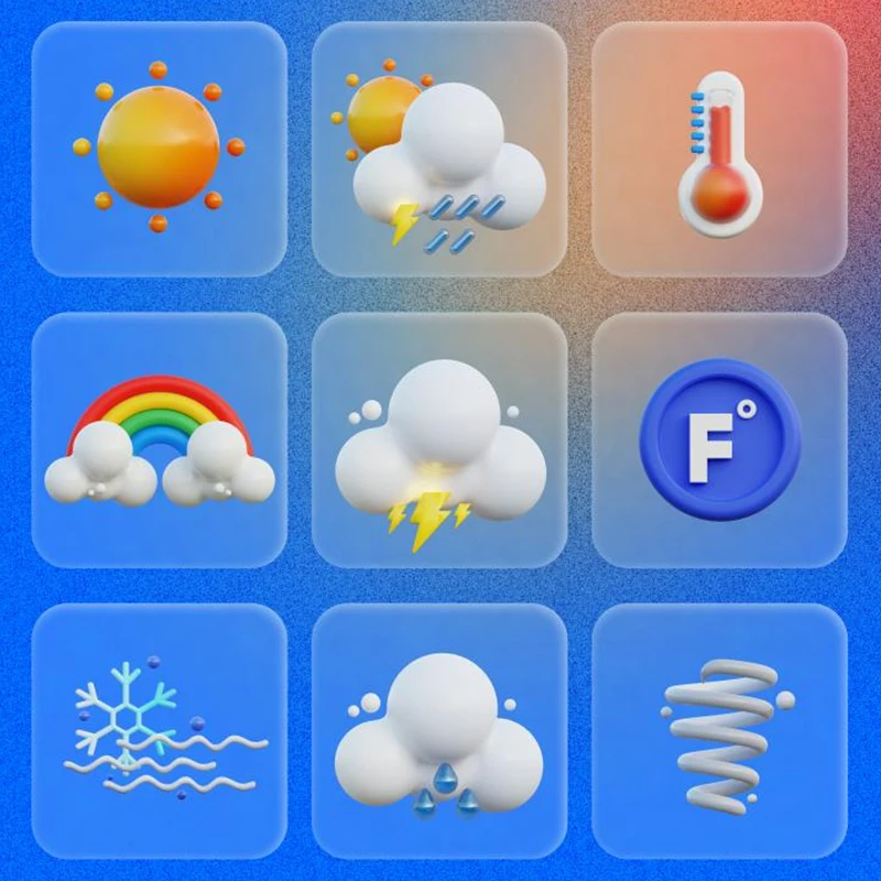 Weatheryx - 天气预报3D图标包 Weatheryx - Weather Forecasts 3D Icons Pack blender, figma格式缩略图到位啦UI