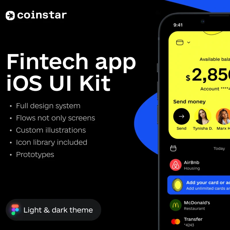 Coinstar- 手机金融理财应用Figma UI套件 Coinstar- Finance Mobile App UI Kit figma格式缩略图到位啦UI