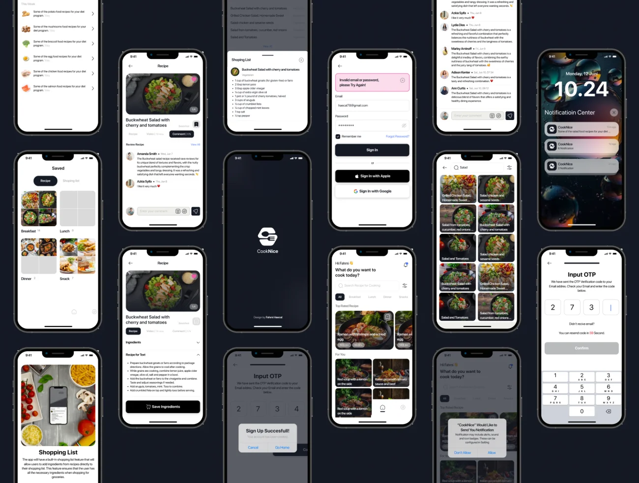 iOS美食应用App UI设计套件高质量Figma模板 Food Recipe - CookNice Mobile App iOS UI Kit figma格式-UI/UX、ui套件、网购、预订-到位啦UI