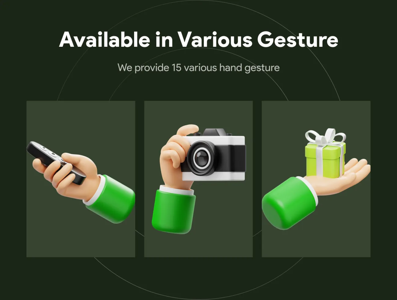 各种操作手势3D图标模型15款 Hand Gesture 3D Icon .blender .obj .fbx .png-3D/图标-到位啦UI