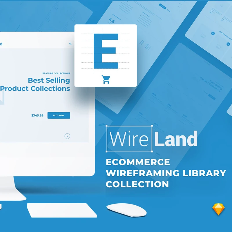 电子商务网站/应用原型线框草图模型库 Wireland for Ecommerce .sketch .lunacy缩略图到位啦UI