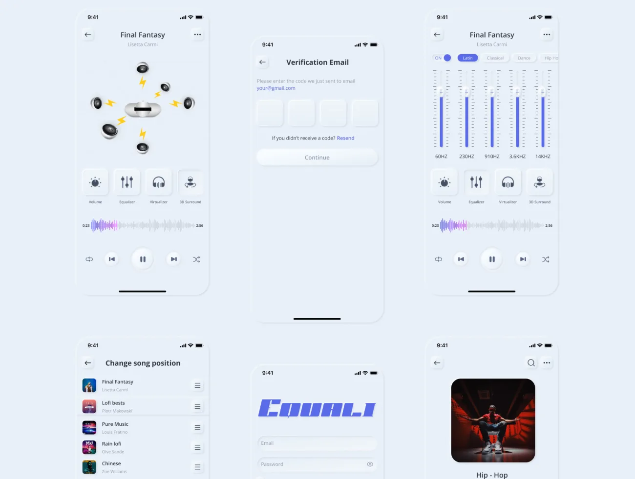 Equali - 声音均衡器音乐播放App UI套件 Equali - Equalizer app UI kit figma格式-UI/UX、播放器-到位啦UI