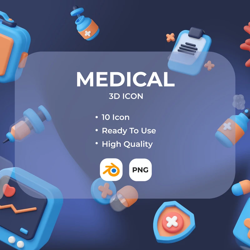 医疗3D图标套装 Medical 3D Illustration set缩略图到位啦UI