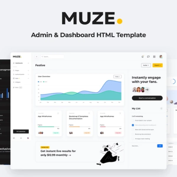 管理后台数据可视化仪表板设计套件 Muze Admin Dashboard Template