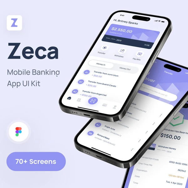 Zeca - 移动银行应用UI套件 Zeca - Mobile Banking App UI Kit figma格式