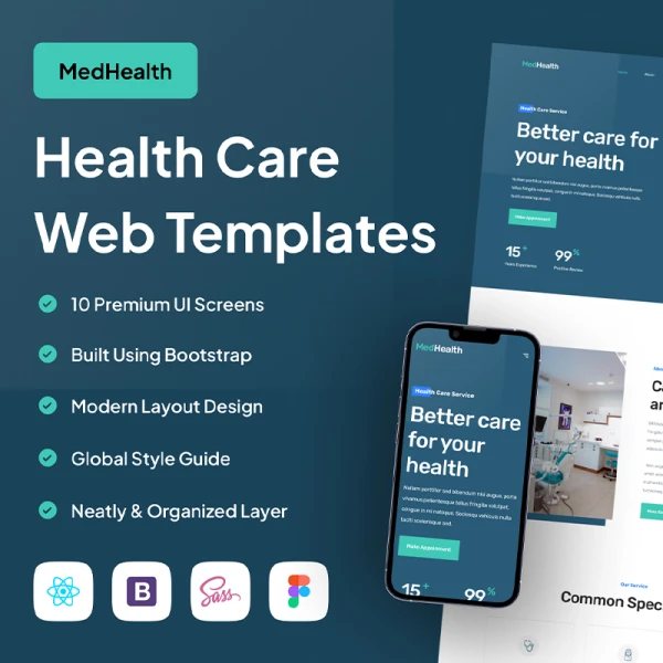 现代简约风格医疗保健网站设计模板10款 MedHealth - Health Care Web Templates