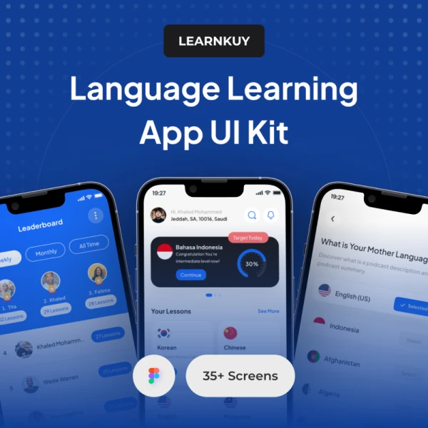 现代简约风格高级语言学习App UI套件 LearnKuy - Language Learning App UI Kit figma格式