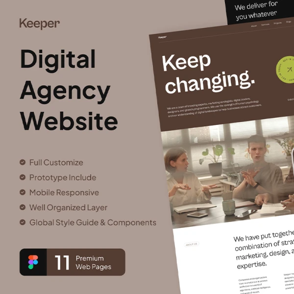 数字代理业务企业网站模板11页 Keeper - Digital Agency Website