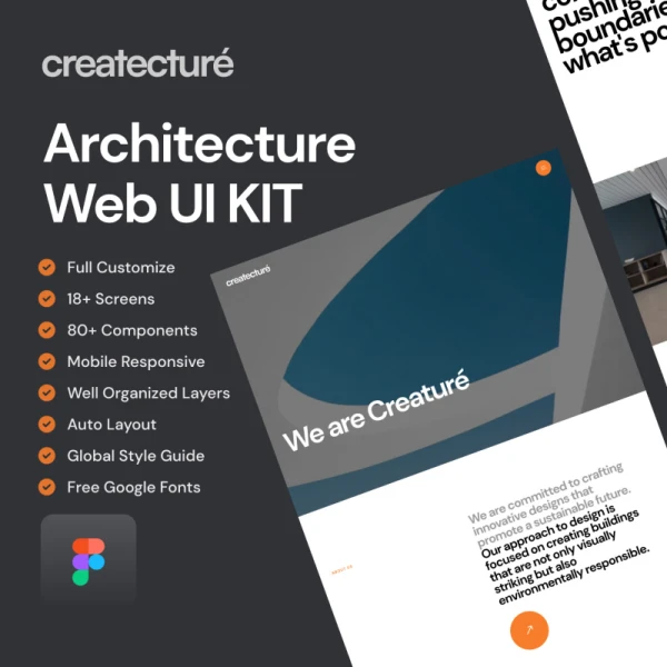 Creature - 极简主义建筑公司机构网站模板 Creature - Architecture Website figma格式