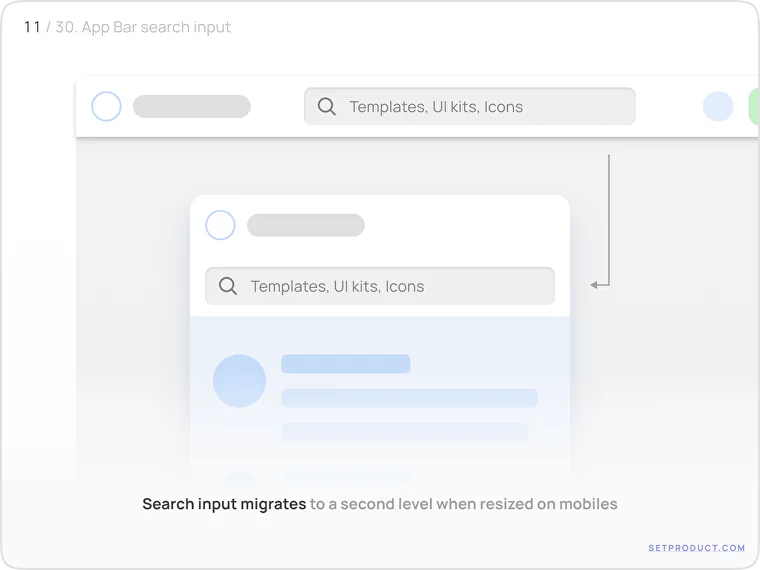 Application Bar UI design search