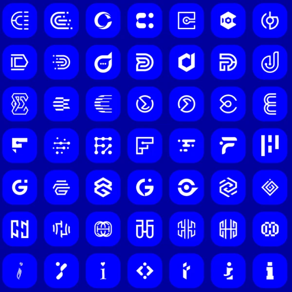 Logo设计资源包包含超过4000个字母抽象符号和700多种形状和纹理的矢量元素 Mega Logo Collection ai, figma格式