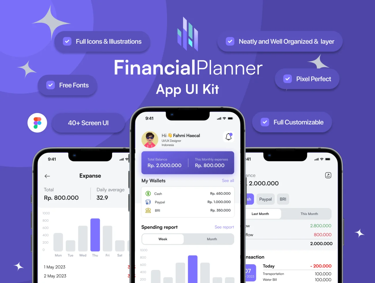 FinancialPlanner - 理财App UI套件 FinancialPlanner - 面向IOS和Android的Figma模板高质量套件 FinancialPlanner - Financial Planner App UI Kit figma格式-UI/UX、ui套件、付款、支付-到位啦UI