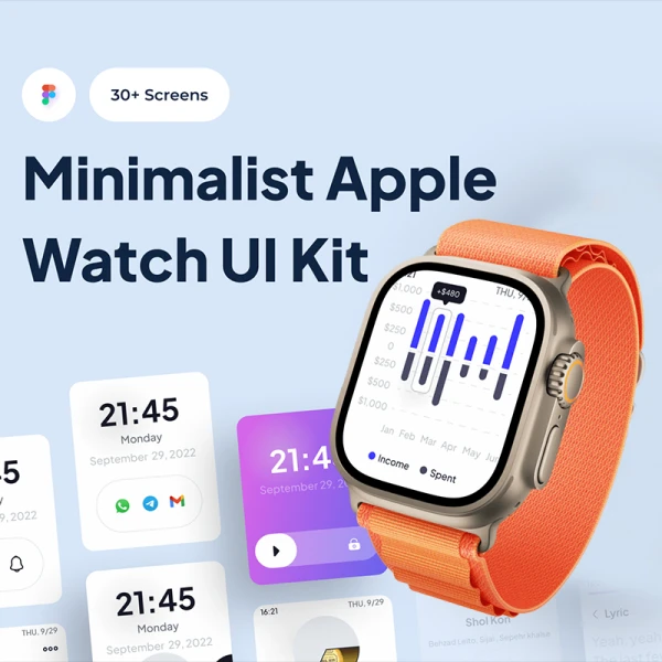 苹果手表通用应用UI设计套件工具包 WatchKuy - Apple Watch UI Kit .figma