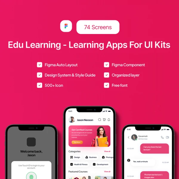 教育学习应用程序UI套件 Edu Learning android, figma格式