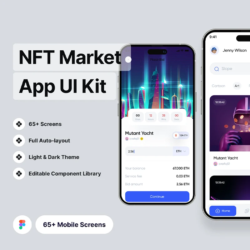 高质量NFT市场应用app界面设计UI套件国外设计素材65屏 Filllo NFT Market UI Kit .figma缩略图到位啦UI