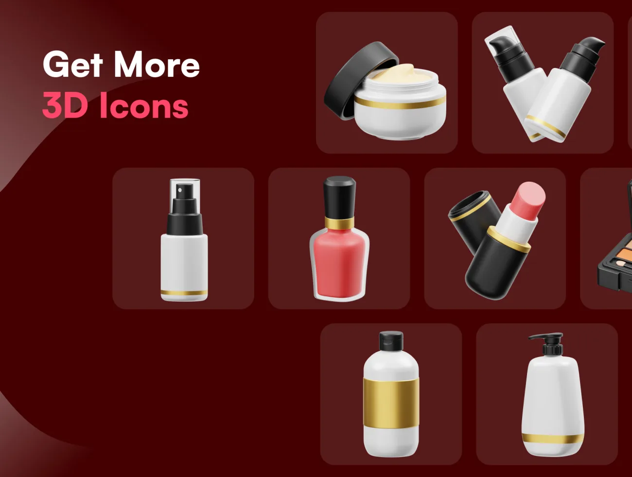 化妆品3D图标设计素材 Cosmetic Products 3D Icon blender格式-3D/图标-到位啦UI