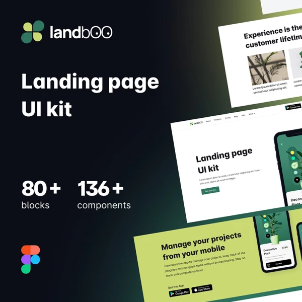 着陆页UI套件网站布局设计线框样机80屏 landbOO Landing page UI kit