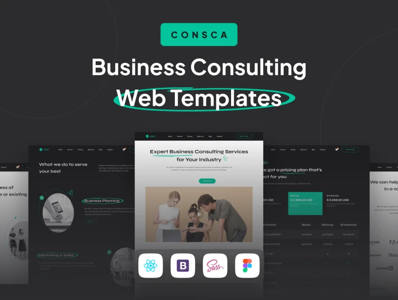 CONSCA-商业咨询网页模板 CONSCA - Business Consulting Web Templates html, bootstrap格式