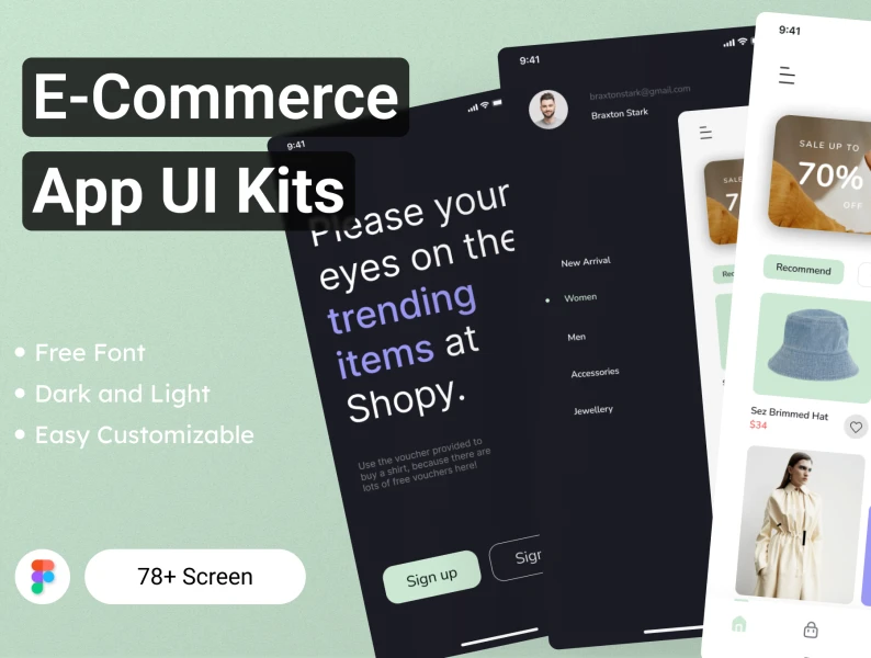 电子商务应用UI工具包 E-Commerce App UI Kits figma格式