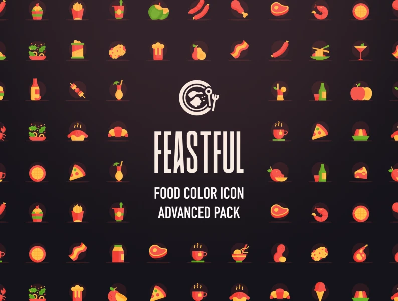 Feastful-食品颜色图标高级包 Feastful - Food color icon advanced pack ai, figma格式