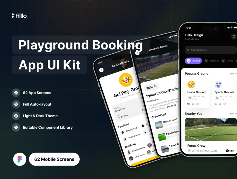 Filllo游乐场预订应用UI工具包 Filllo Playground Booking App UI Kit figma格式