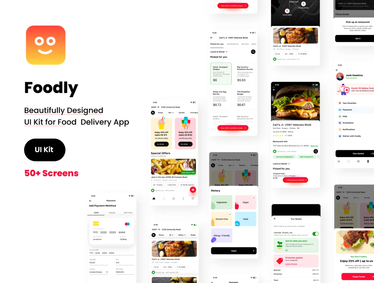 Foodly（食品送餐应用） Foodly ( Food Delivery App) xd, figma格式缩略图到位啦UI