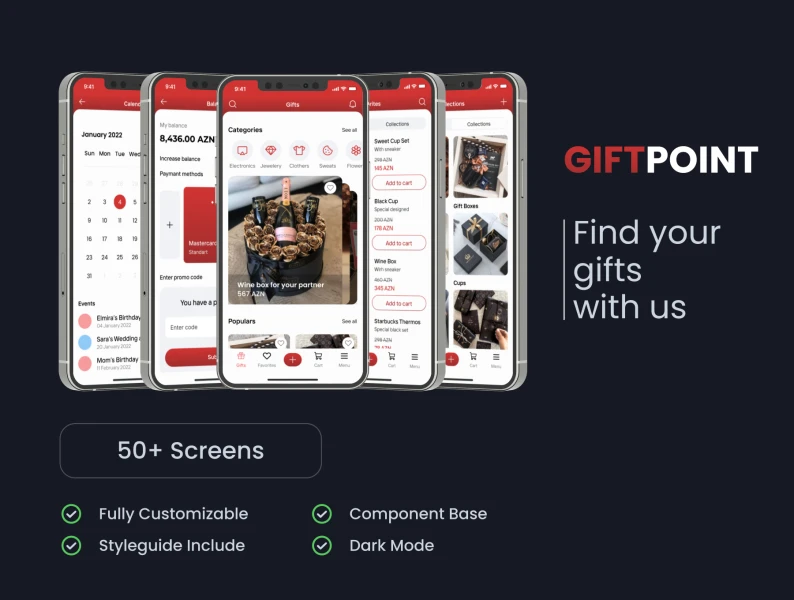 Gift Point应用UI工具包 Gift Point App UI Kit figma格式