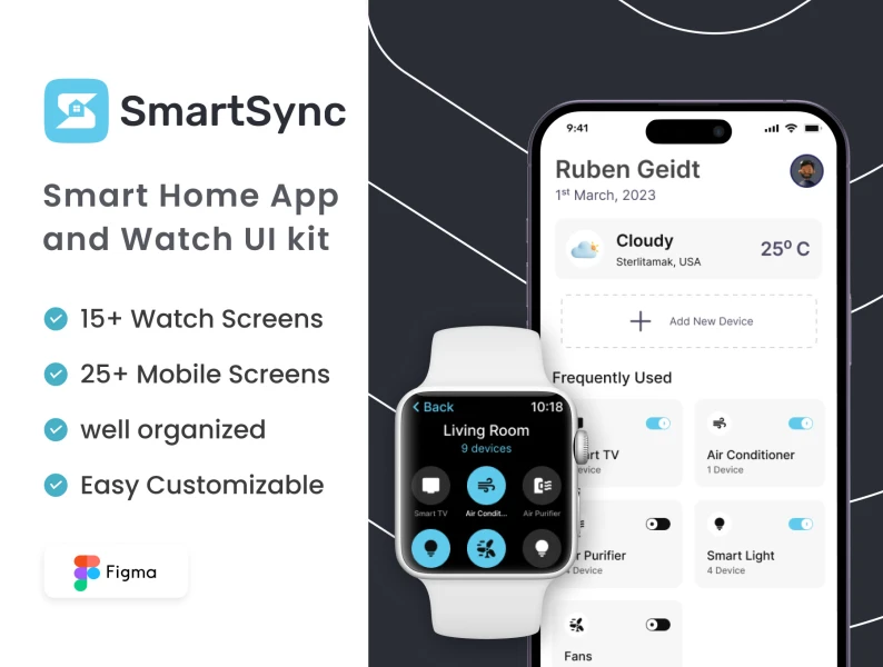 SmartSync应用UI套件 SmartSync App UI Kit figma格式