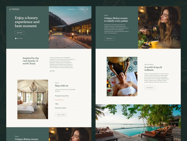 Villasiesta-酒店和度假村网站模板 Villasiesta - Hotel & Resort Website Template html, figma, bootstrap格式