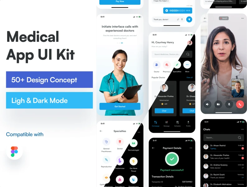 Waras - 医疗应用UI套件 Waras - Medical App UI KIT figma格式
