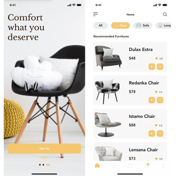家具灯饰家庭家居网购应用UI设计套件 Furniture App UI Kit .figma