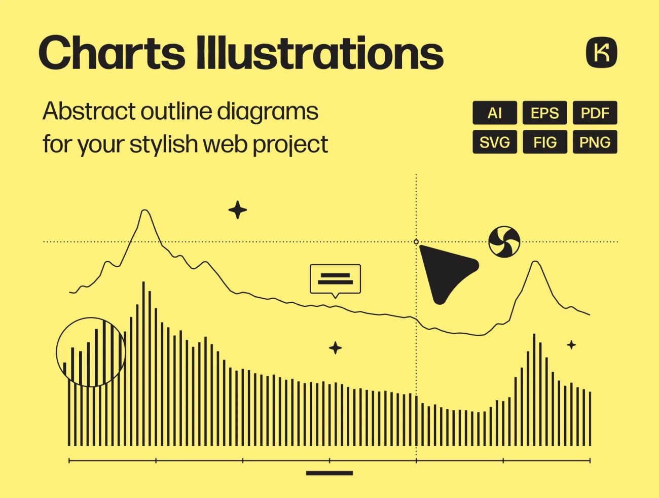 24个抽象轮廓图表插图素材包 Charts Illustrations ai, figma格式-图表、插画、数据可视化-仪表板-到位啦UI