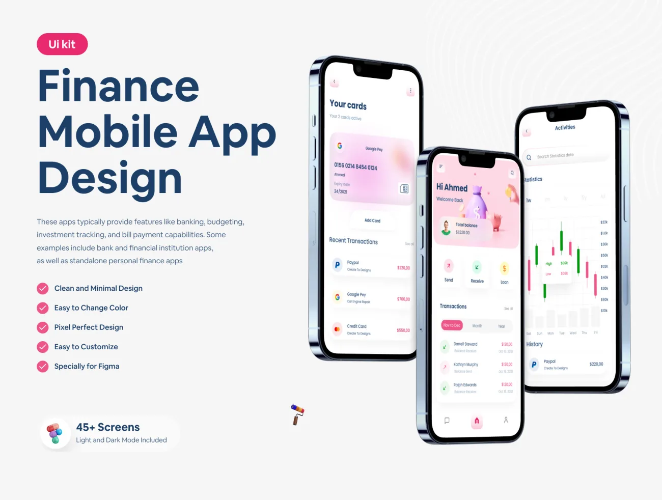 45屏手机银行金融应用 Finance Mobile App Ui Design figma格式-UI/UX-到位啦UI