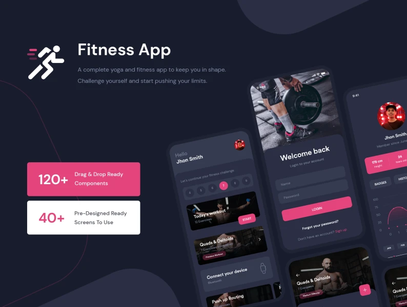 健身锻炼应用UI工具包 Fitness Workout App UI Kit xd格式