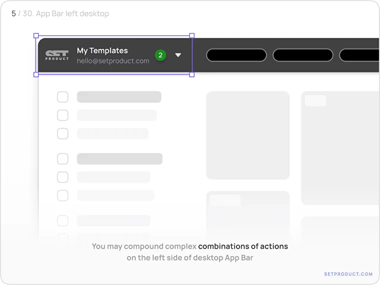 Application Bar UI design desktop