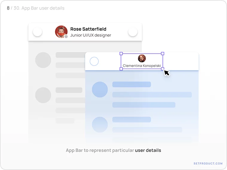 Application Bar UI design avatar