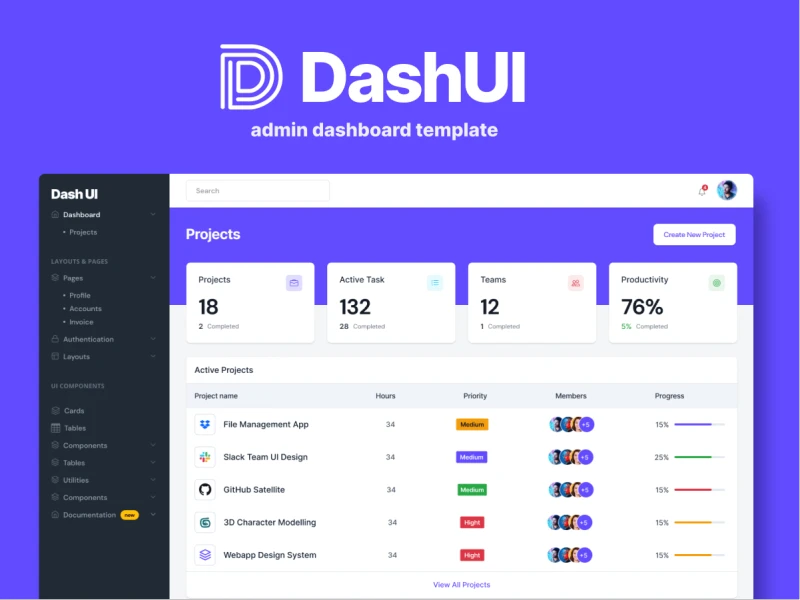 Dash UI 后台管理平台UI