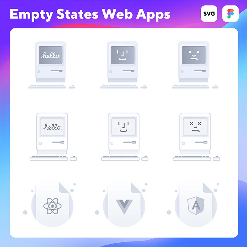 空状态错误页动画图标适85款 Empty State Icons & Web Apps .ai .figma .svg缩略图到位啦UI