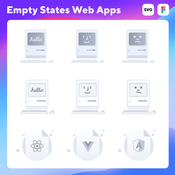 空状态错误页动画图标适85款 Empty State Icons & Web Apps .ai .figma .svg