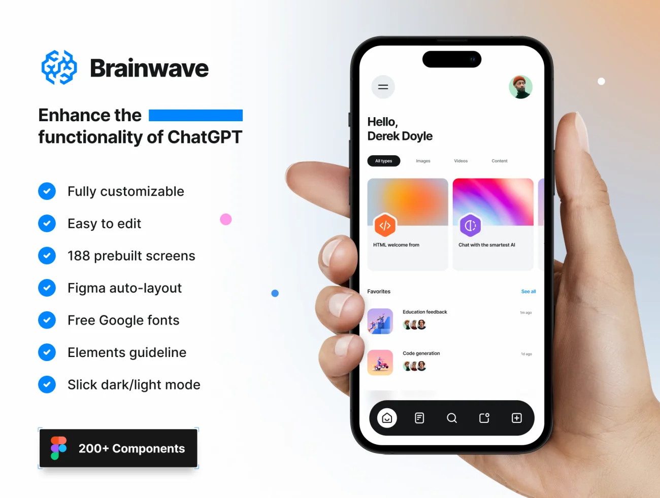 Brainwave-AI UI工具包 Brainwave - AI UI Kit figma格式缩略图到位啦UI
