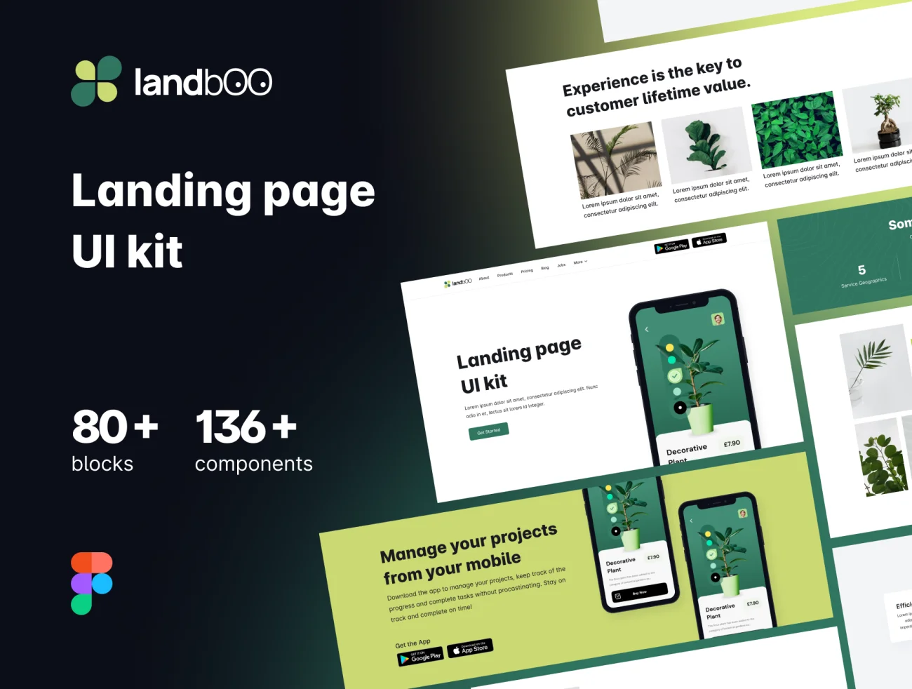 着陆页UI套件网站布局设计线框样机80屏 landbOO Landing page UI kit-UI/UX、主页、着陆页、网站-到位啦UI
