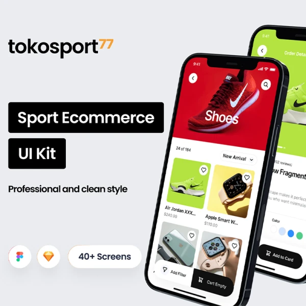 体育服饰衣帽鞋履电子商务网购应用40屏 Tokosport77 - Ecommerce App .figma