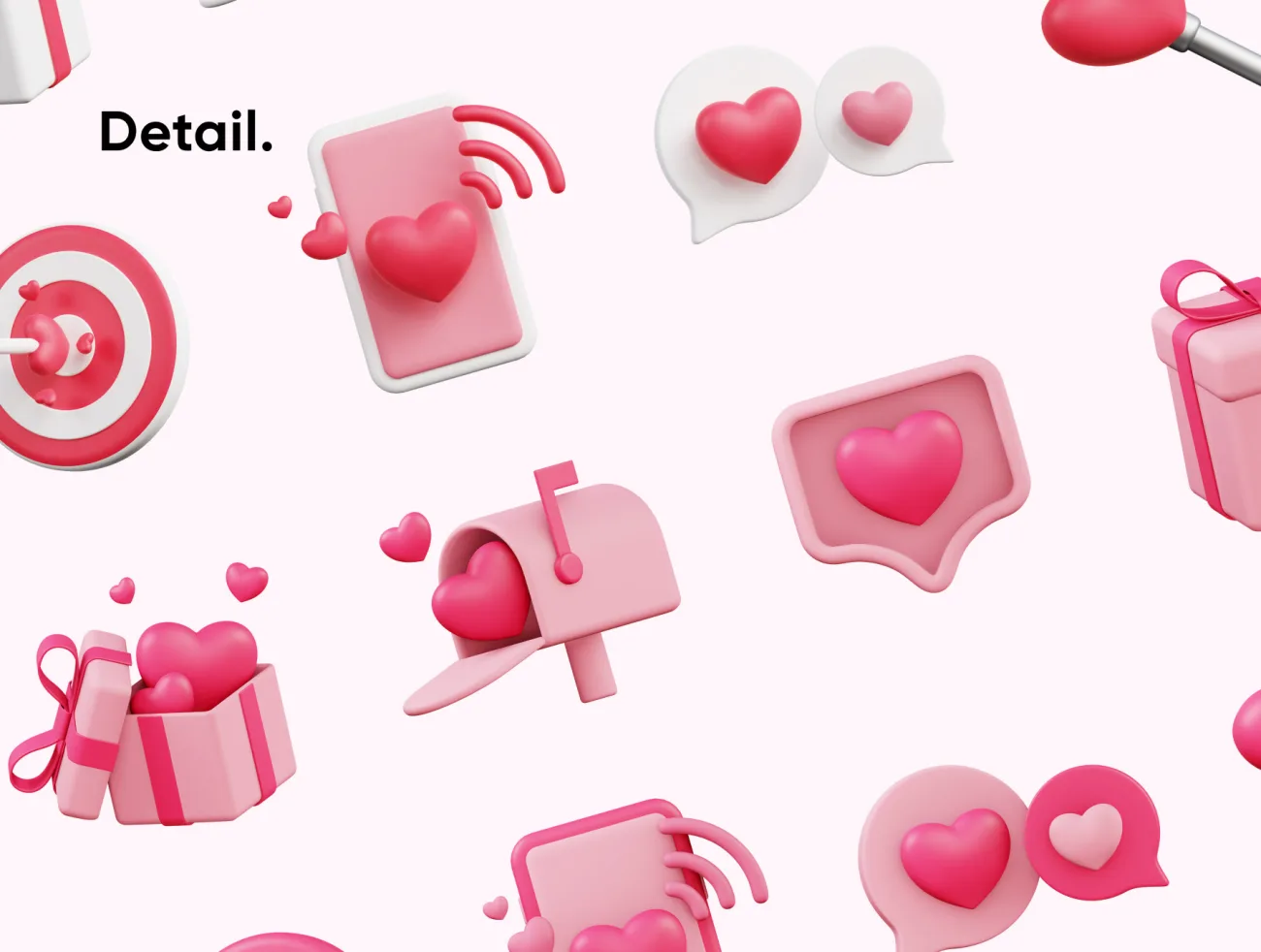 情人节爱心3D图标模型 Love and Valentines Day 3d Icons Pack-3D/图标-到位啦UI