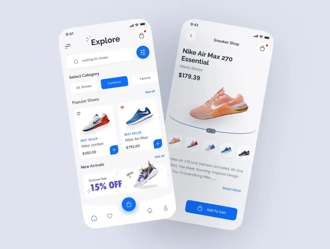 潮流鞋履商店应用UI设计套件 Sneaker Store App Kit .figma-UI/UX、ui套件、主页、应用、网购、详情-到位啦UI