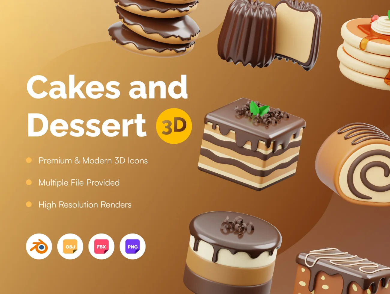 15个蛋糕3D图标 Cakes 3D Icon blender格式-3D/图标-到位啦UI