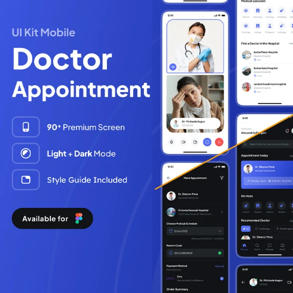 预约医生在线门诊应用程序90屏 Doctor Appointment - Booking Doctor Apps .figma