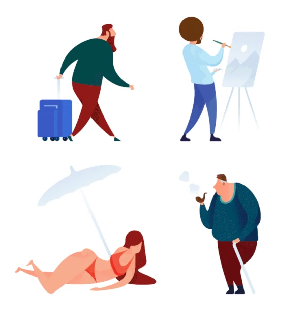 UI Banners Vector Illustrations不同职业插画人物渐变鼠绘素材