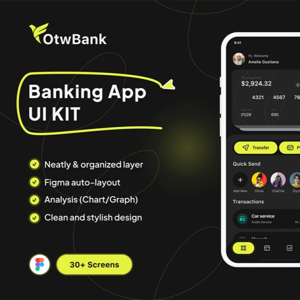 OtwBank 银行理财金融电子钱包UI KITUI套件 Figma